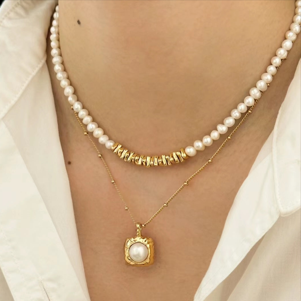 Seymours & Co. Gold Nuggets & Pearl Necklace