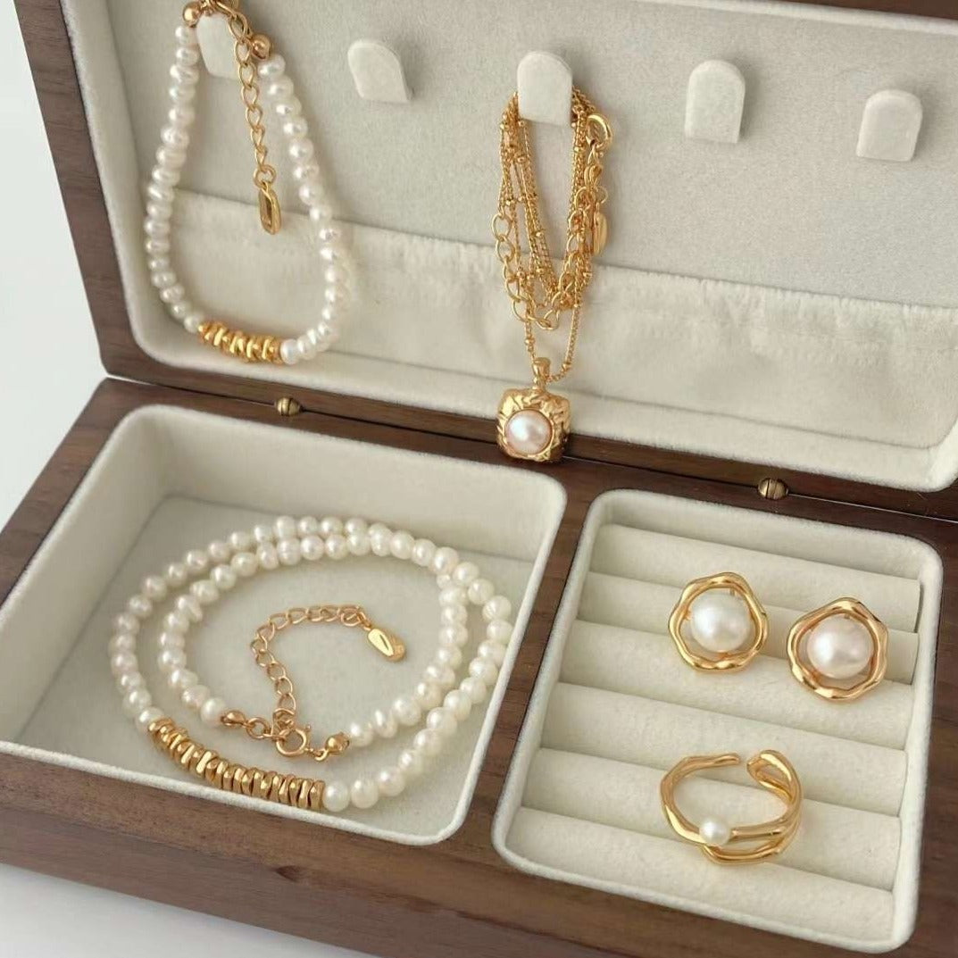 Seymours & Co. Gold Nuggets & Pearl Bracelet