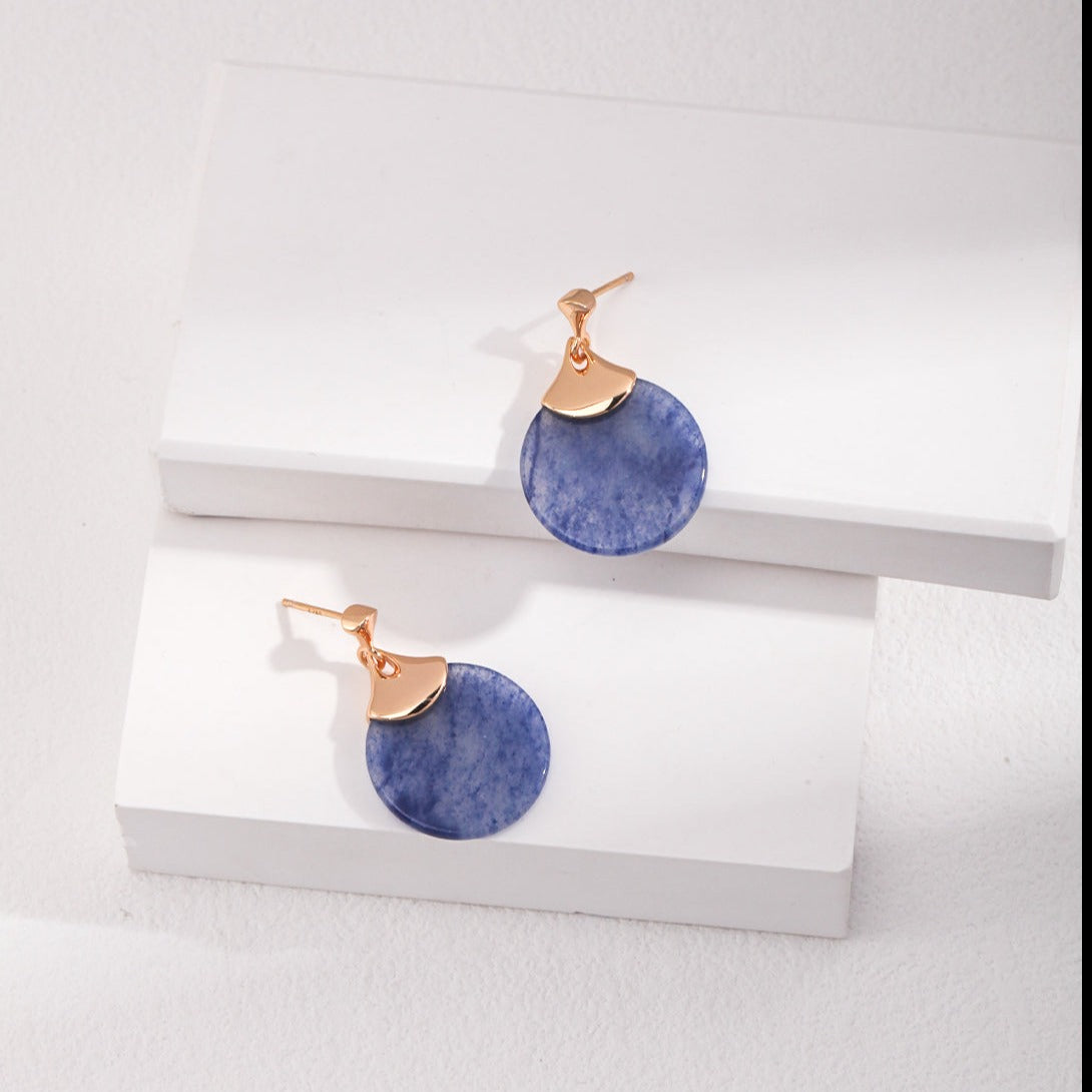 Boucles d'oreilles en jade Dongling azur