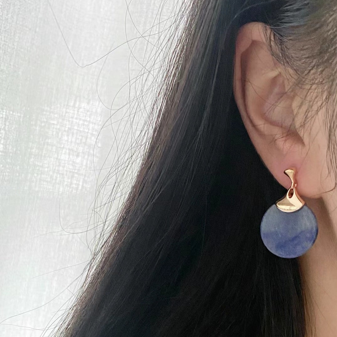 Boucles d'oreilles en jade Dongling azur