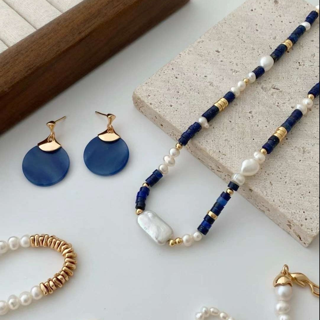 Boucles d'oreilles en jade Dongling azur