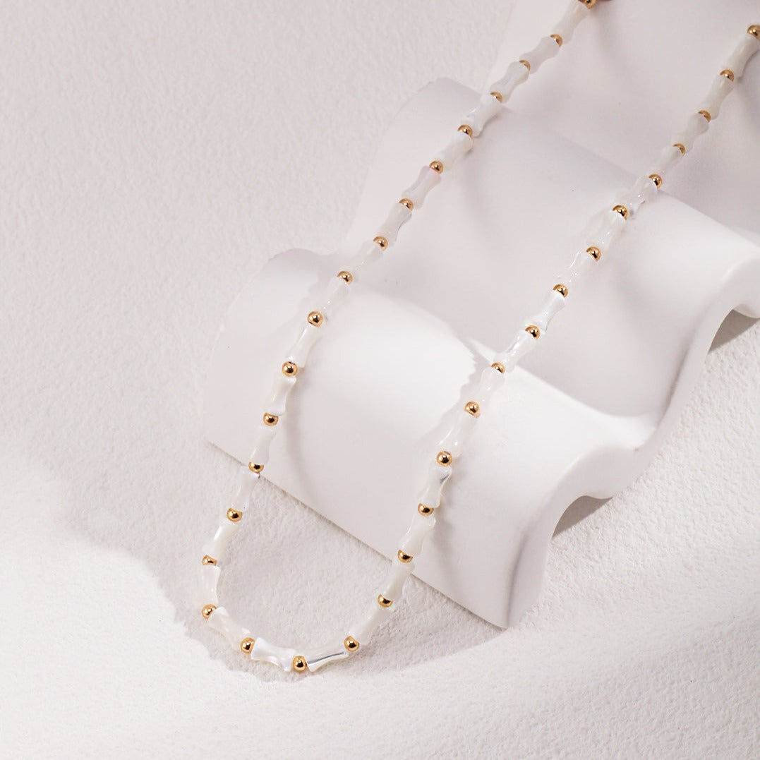 Seymours & Co. Bamboo Mother of Pearl Chain Necklace